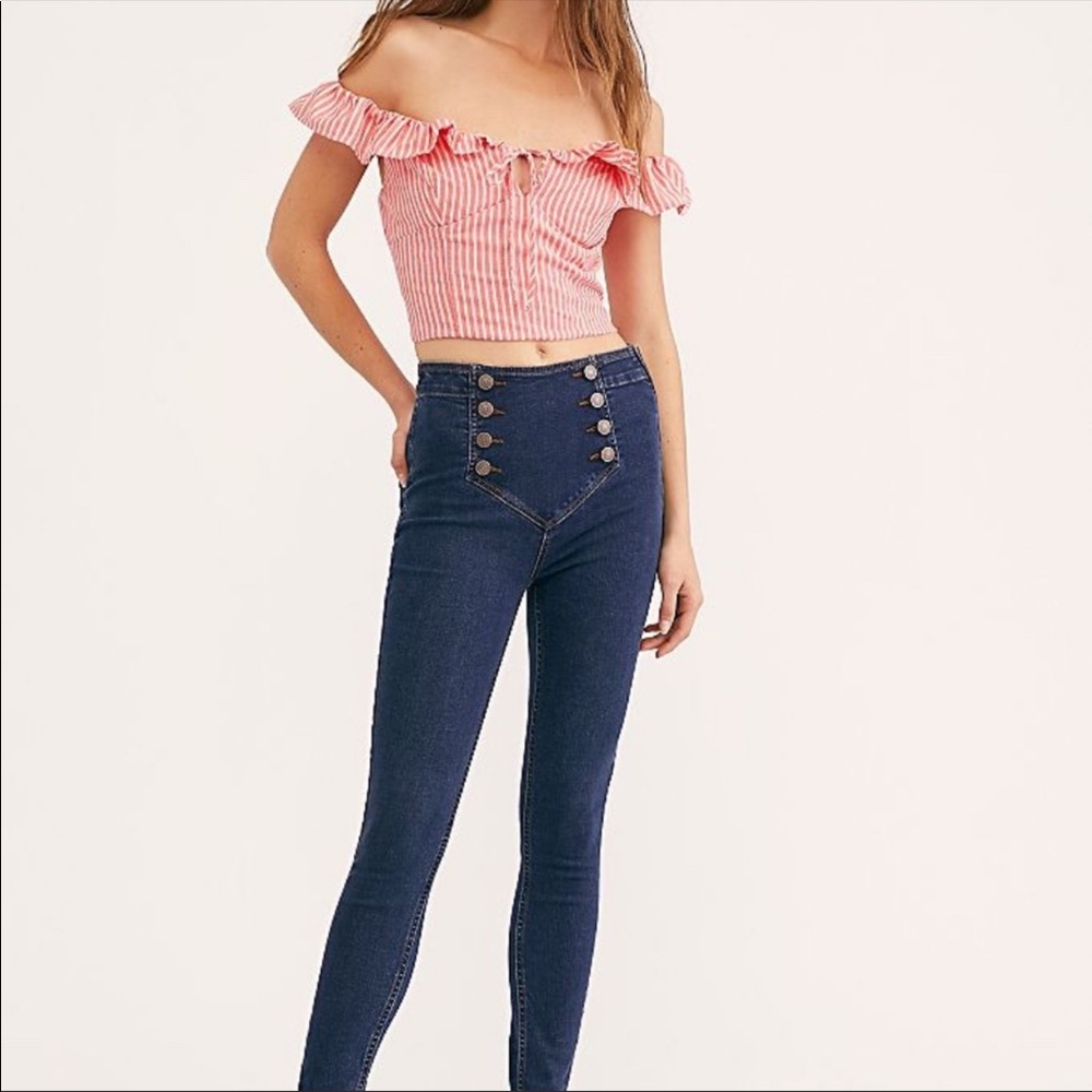 Free People On the Run Sailor Skinny Jeans Size 30